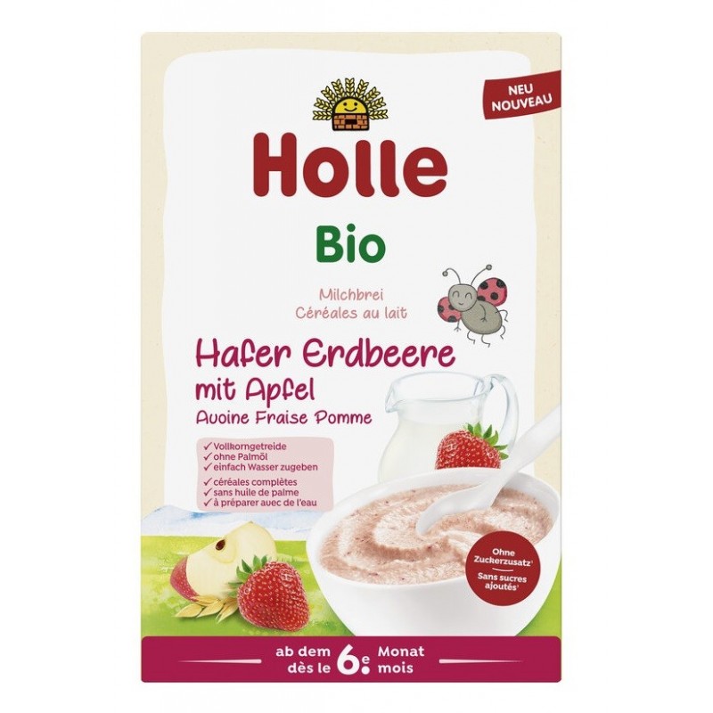 Kaszka owsiana mleczna truskawkowo-jabłkowa BIO – Holle 250 g