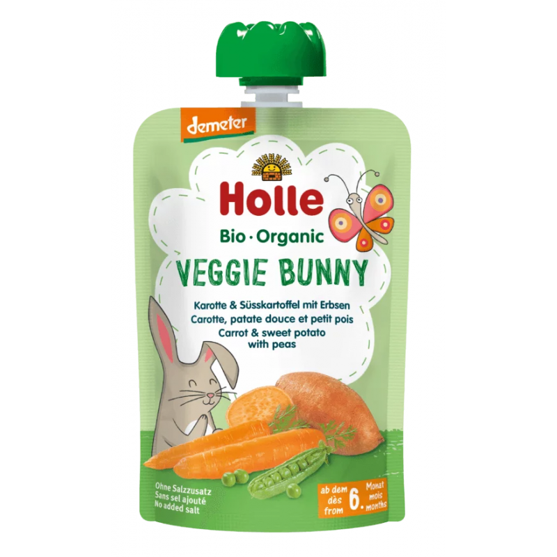 Mus warzywny „Królik” (marchew – słodki ziemniak – groszek) – Holle 100 g