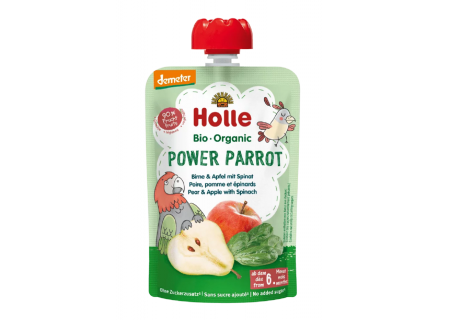 Mus owocowo-warzywny „Silna Papuga” (gruszka – jabłko – szpinak) – Holle 100 g