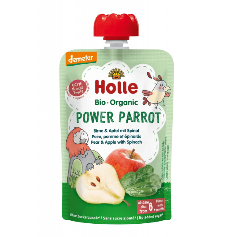 Mus owocowo-warzywny „Silna Papuga” (gruszka – jabłko – szpinak) – Holle 100 g