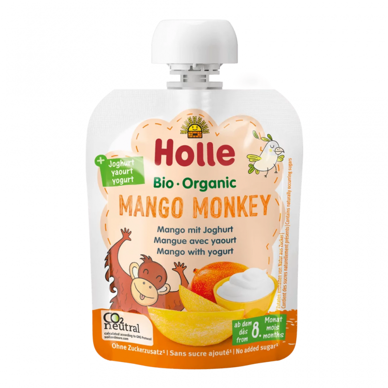 Mus owocowo-jogurtowy „Mango Małpka” (mango – jogurt) – Holle 85 g