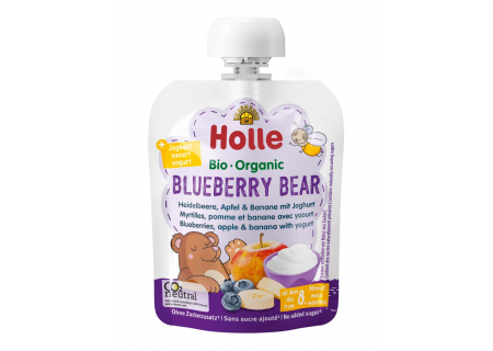 Mus owocowy „Borówkowy Miś” (jogurt – borówki – jabłko – banan) – Holle 85 g