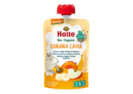 Mus owocowy „Bananowa Lama” (banan – jabłko – mango – morela) – Holle 100 g
