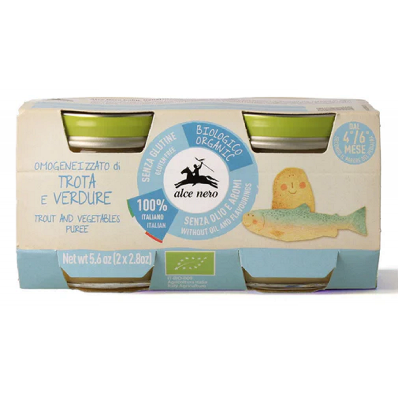 Mięso pstrąga z warzywami – Alce Nero BIO (2 x 80 g) 160 g